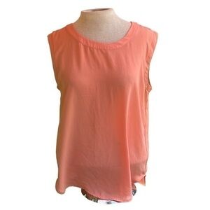 Shinestar Sleeveless Blouse, Peach Color, womens size small, sheer material